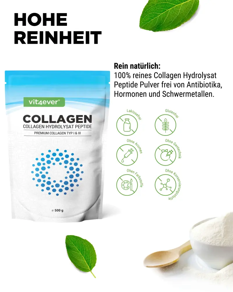 Vit4ever Collageen – 500 g – Internationales Etikett