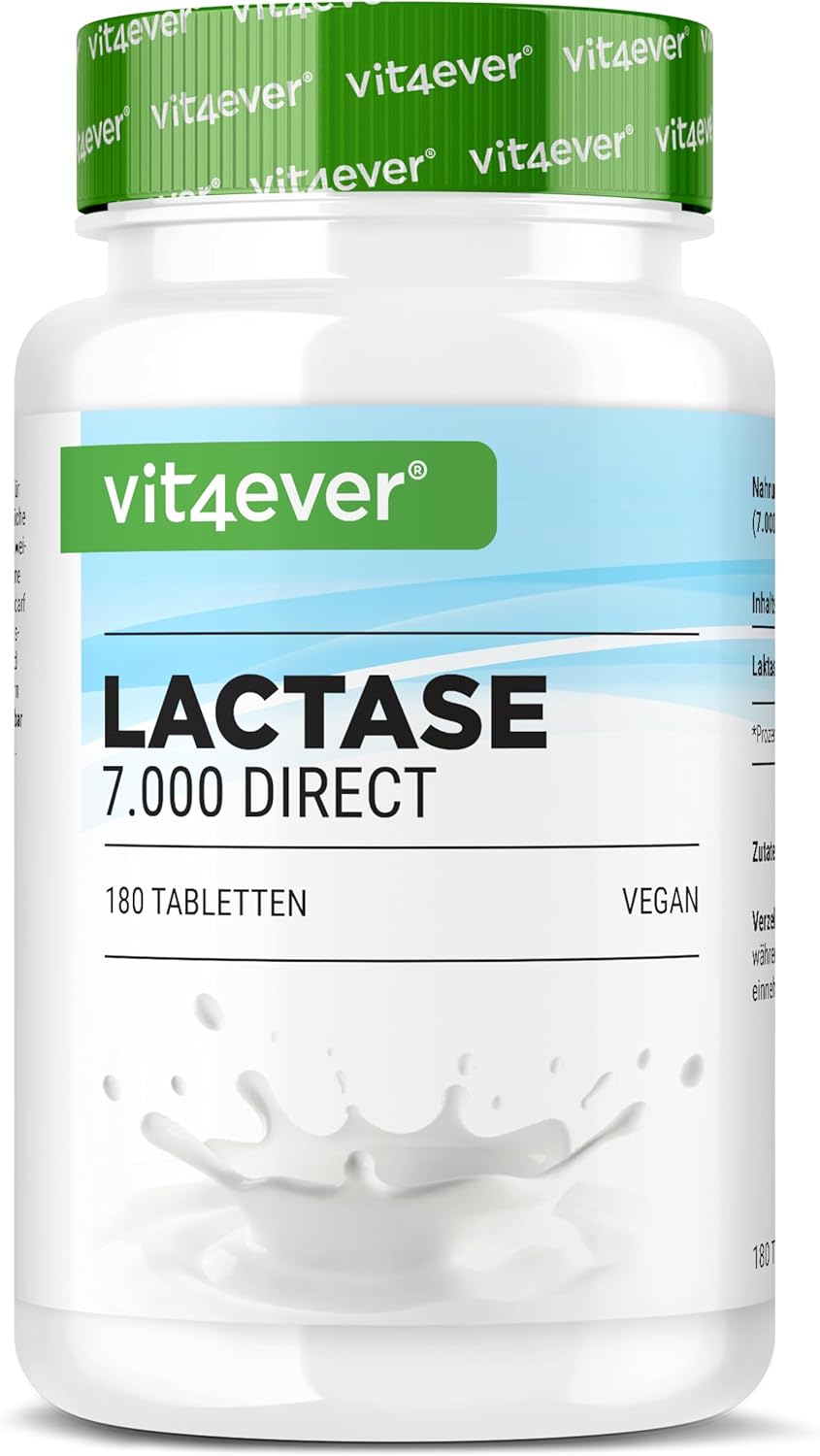 Vit4ever Lactase 7000 direct – 180 comprimidos – Vorderseite
