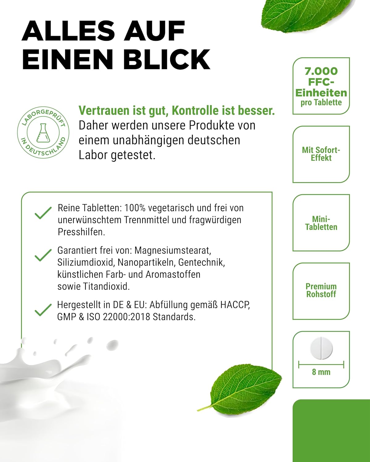 Vit4ever Lactase 7000 direct – 180 comprimidos – Reinheit & Eigenschaften
