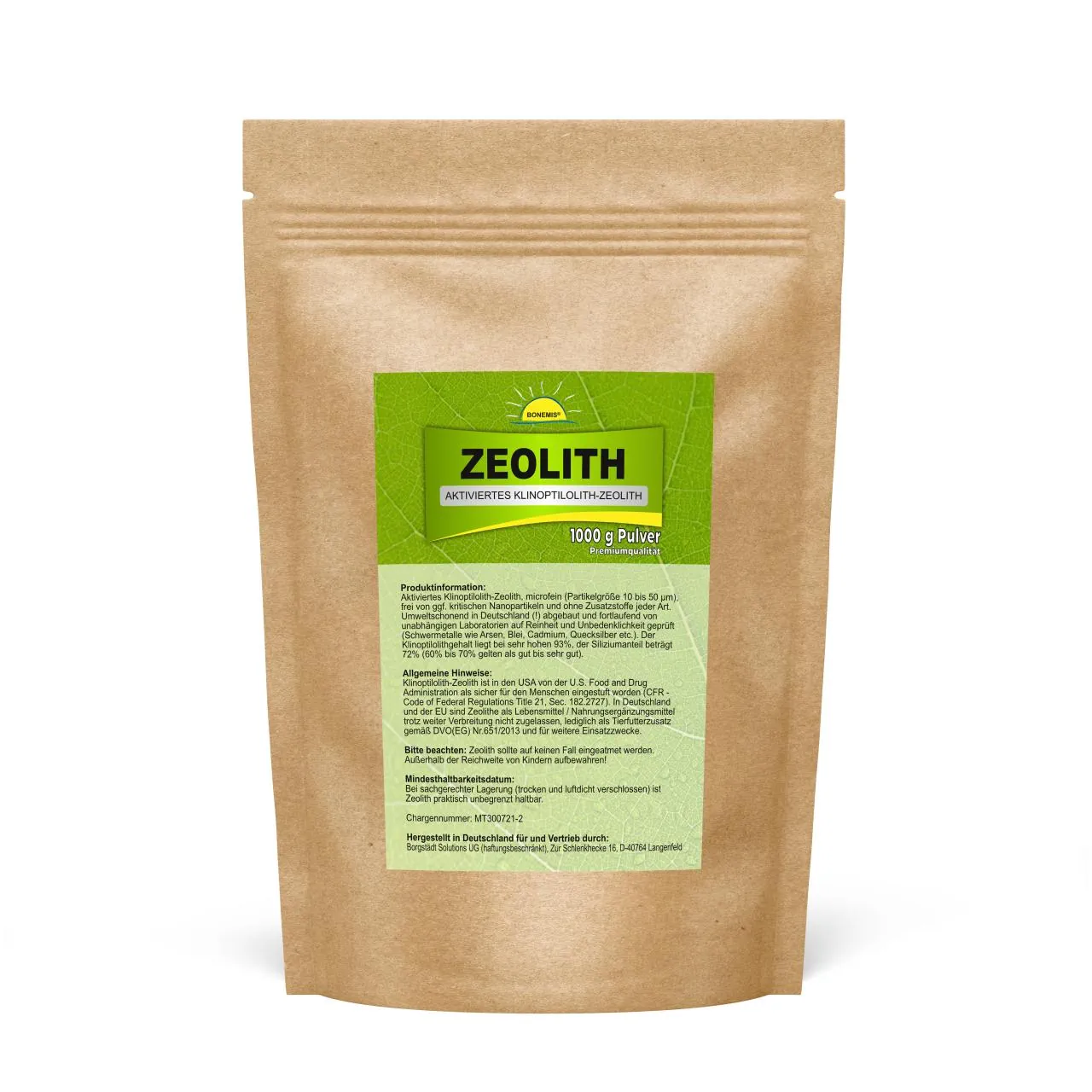 Bonemis Zeólito em pó Premium – 1000 g – Vorderseite