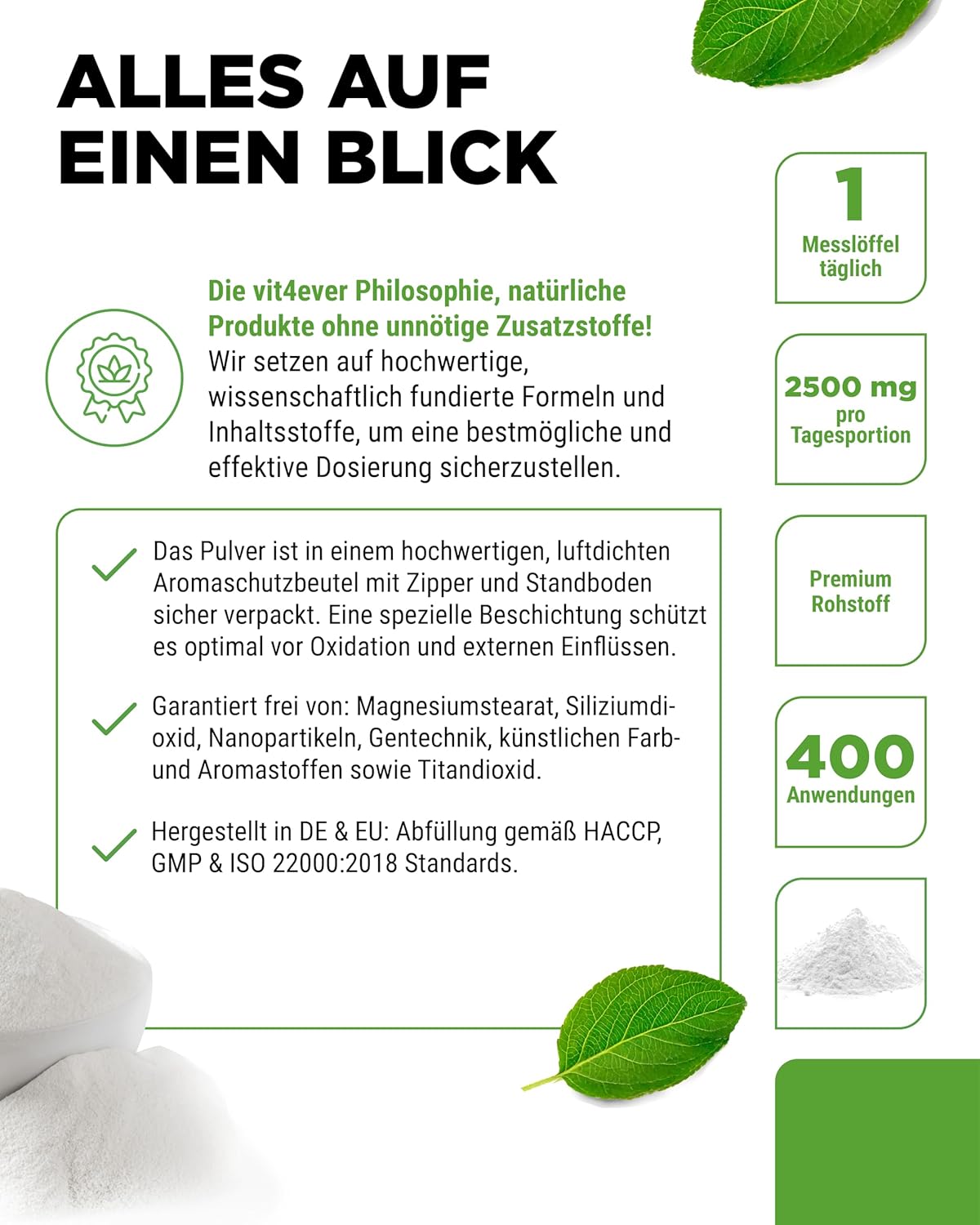 Vit4ever Taurin Pulver – 1000 g – Reinheit & Eigenschaften