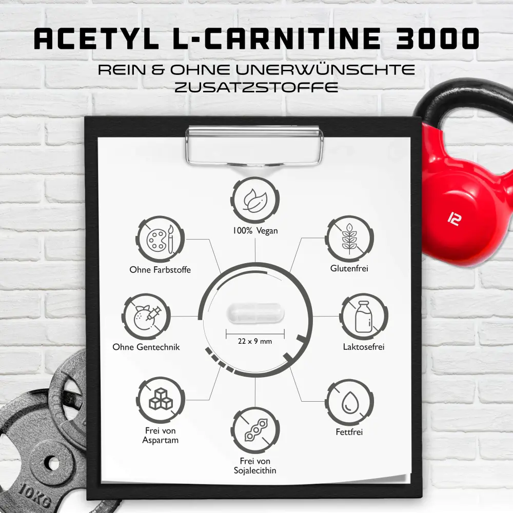GEN Acetyl L-Carnitine – 250 cápsulas – Internationales Etikett