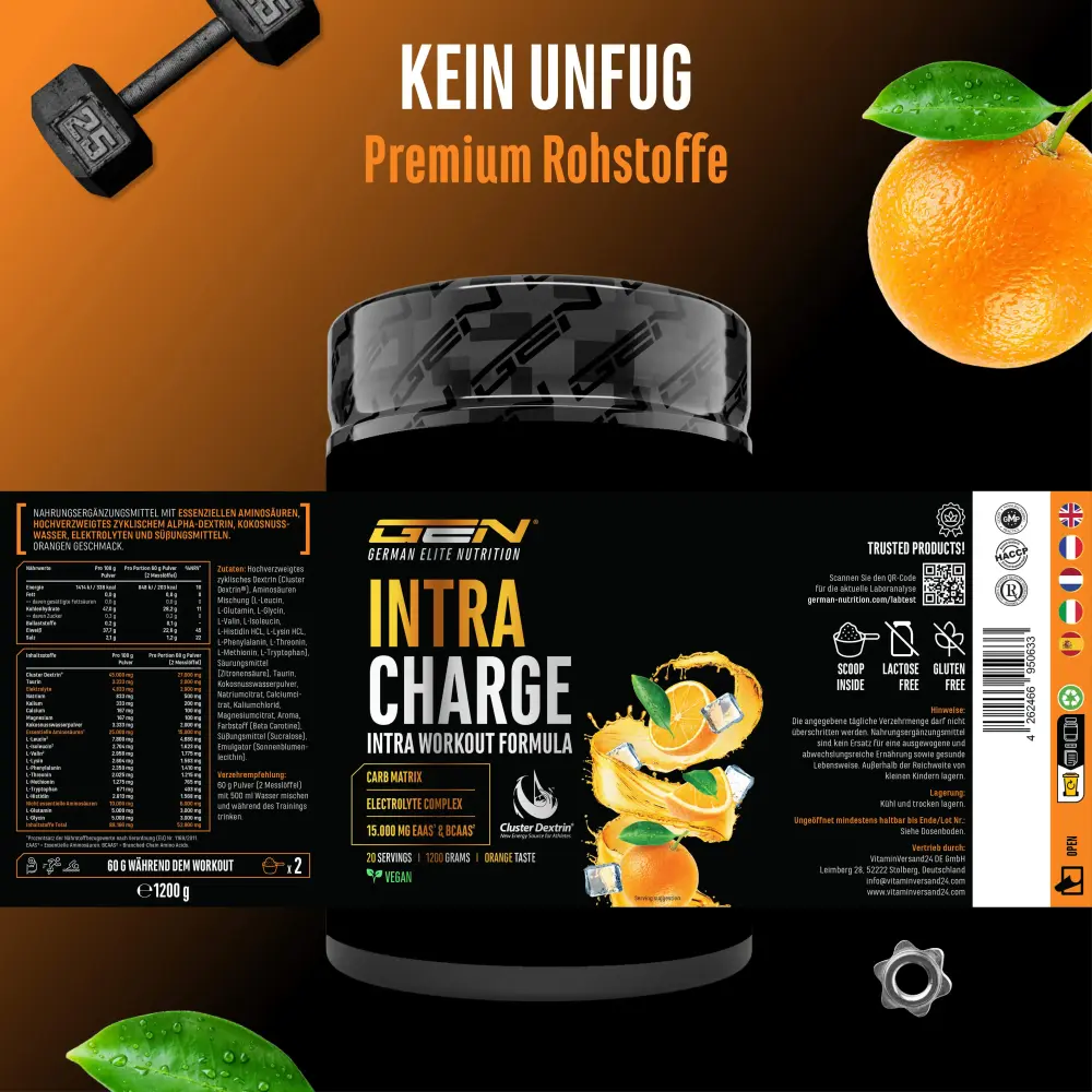 GEN Intra Charge – 1200 g – Nährwerte