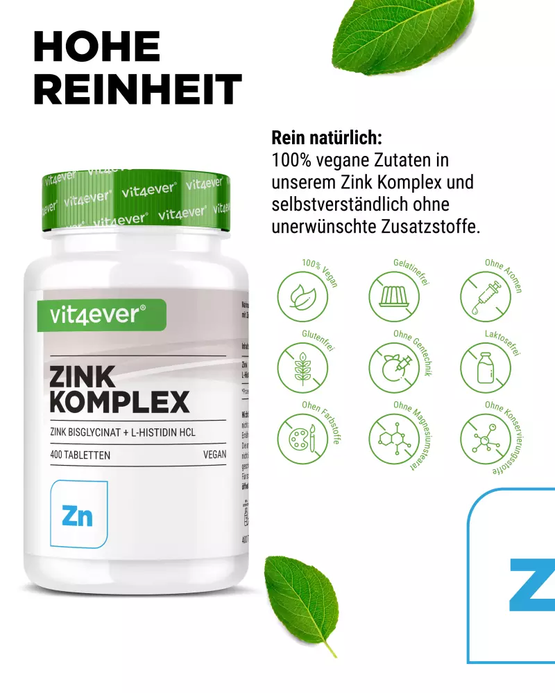 Vit4ever Zinkcomplex 25 mg – 400 tabletten – Internationales Etikett