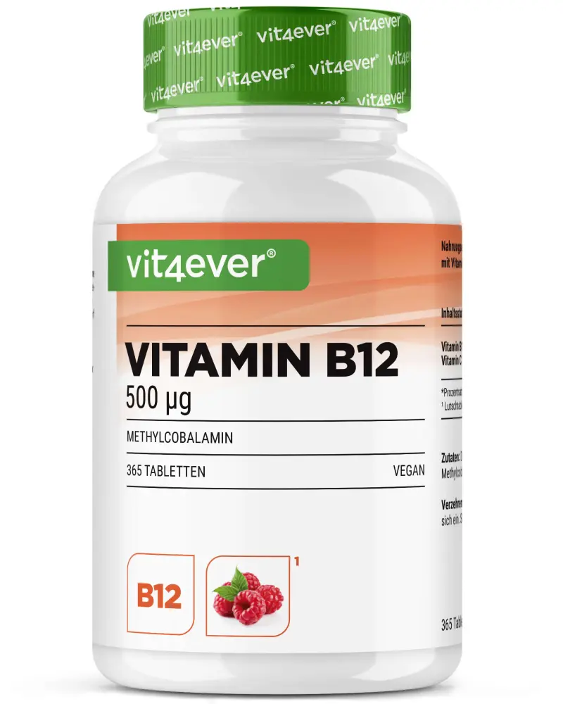 Vit4ever Raspberry-flavoured vitamin B12 – 365 tablets – Vorderseite