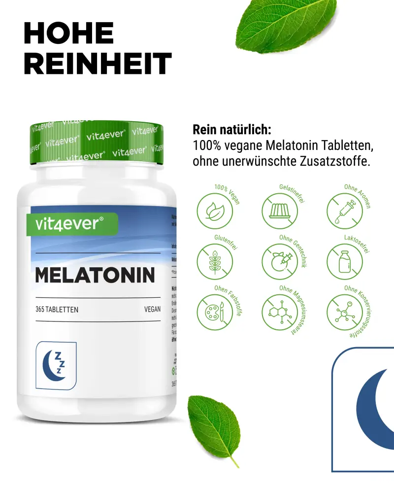 Vit4ever Melatonin – 365 Tabletten – Internationales Etikett